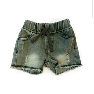 Little Bipsy Cut Off Denim Shorts Green Wash Size 6-12 Months